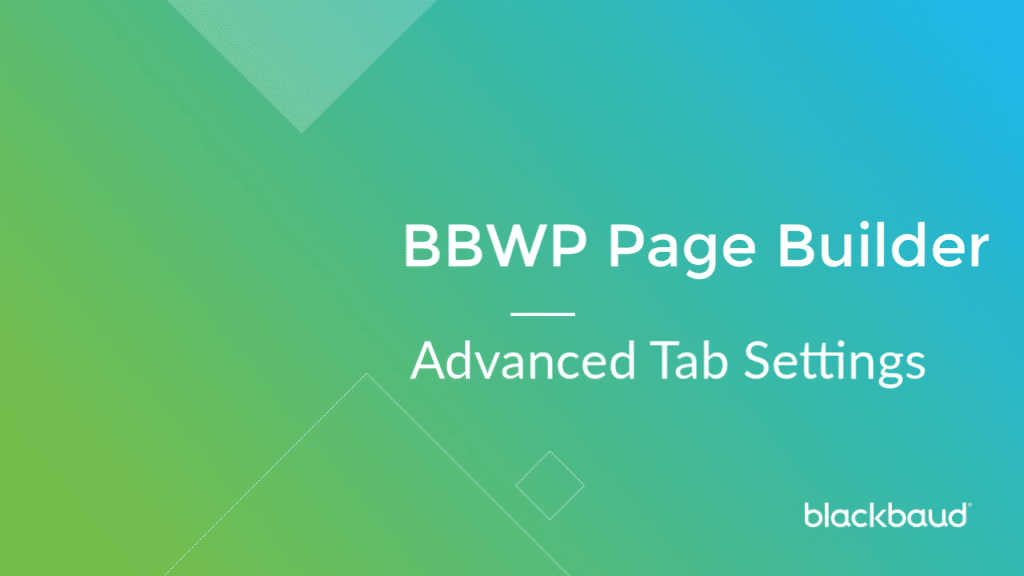 Advanced Tab Settings