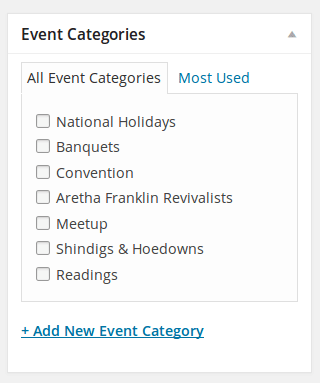 Event categories selection box