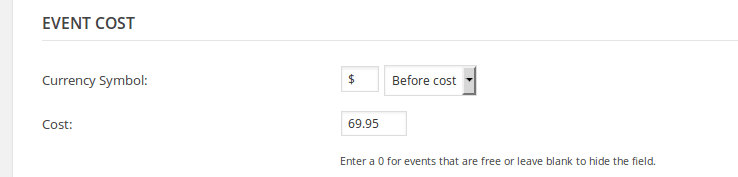 Cost fields in the event editor