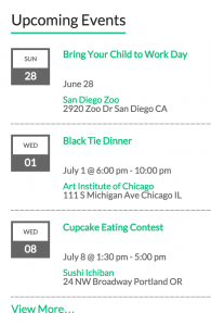 Upcoming Event List Widget in Events Calendar Pro